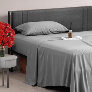 Bettwäsche Set 4-teilig – Weiche Mikrofaser Bettgarnitur mit 2 Bettbezügen & 2 Kissenbezügen (40×80 cm) – Atmungsaktiv, Faltenfrei & Pflegeleicht – Oeko-TEX Zertifiziert, Grau