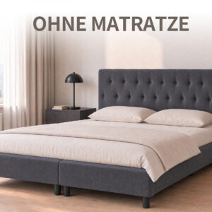 Boxspringbett Modell 211 – Luxus Polsterbett mit Gestepptem Kopfteil, 4 Größen, 3 Farben, Ohne Matratze