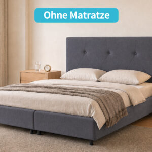 Boxspringbett Modell 214 – Luxus Polsterbett mit Gestepptem Kopfteil, 3 Größen, 2 Farben, Ohne Matratze